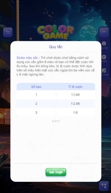 Sicbo màu 30 giây